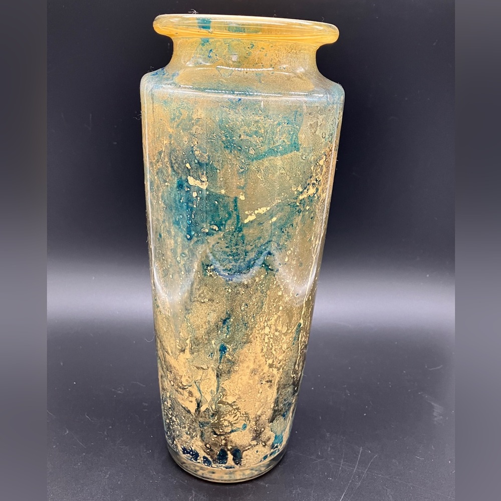 Art Deco Reverse Painted Glass Vase.